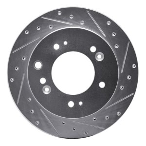 Kia Sorento Brake Rotor (1) - Rear Right - R1 Concepts - Drilled & Slotted - Silver - `07-`09